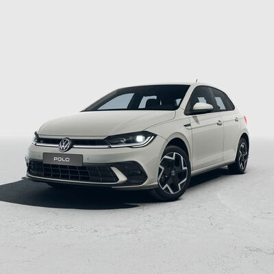 Der neue Volkswagen Polo steht elegant auf einem hellen Hintergrund und repräsentiert die Qualität von Auto Röhr.